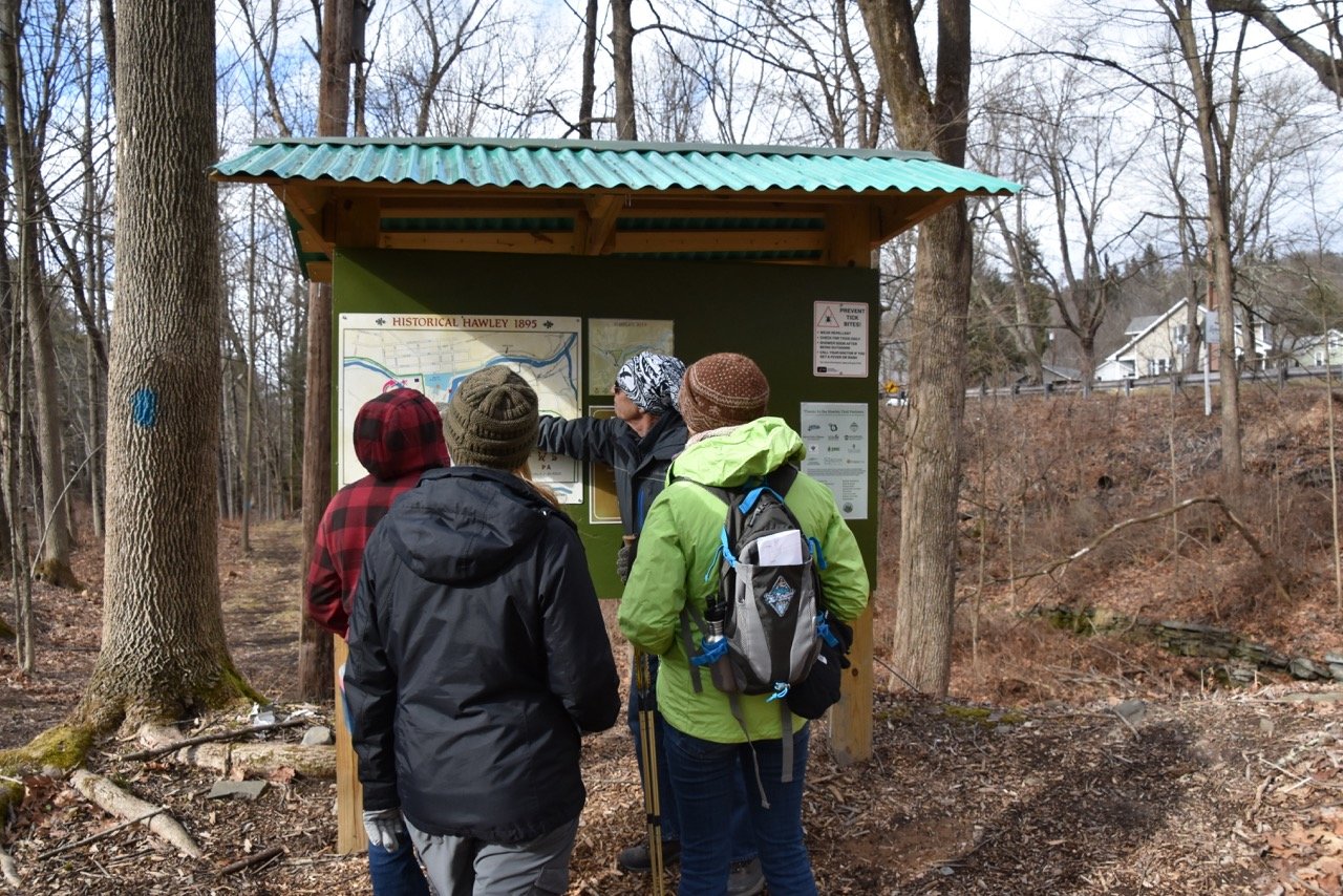 New interpretive signage provides insight into Hawley’s history, from the construction of the D&H Canal, to the glass, silk and knitted textiles industries of the past, to today’s growing tourism economy.